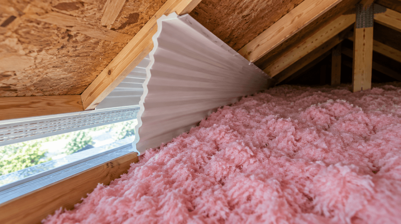 Ventilation baffle keeping the air path clear above the soffit