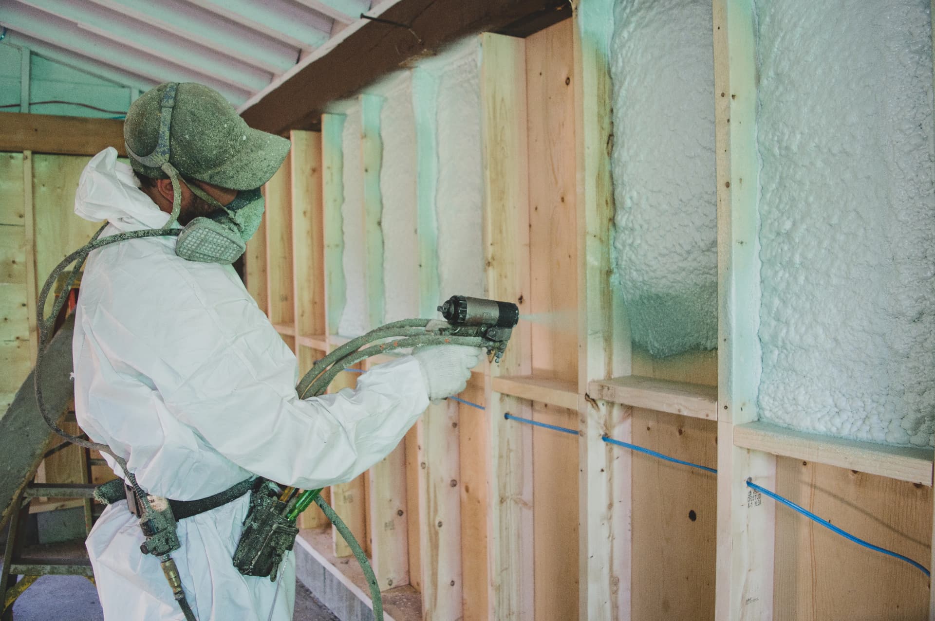 Spray polyurethane in an attic